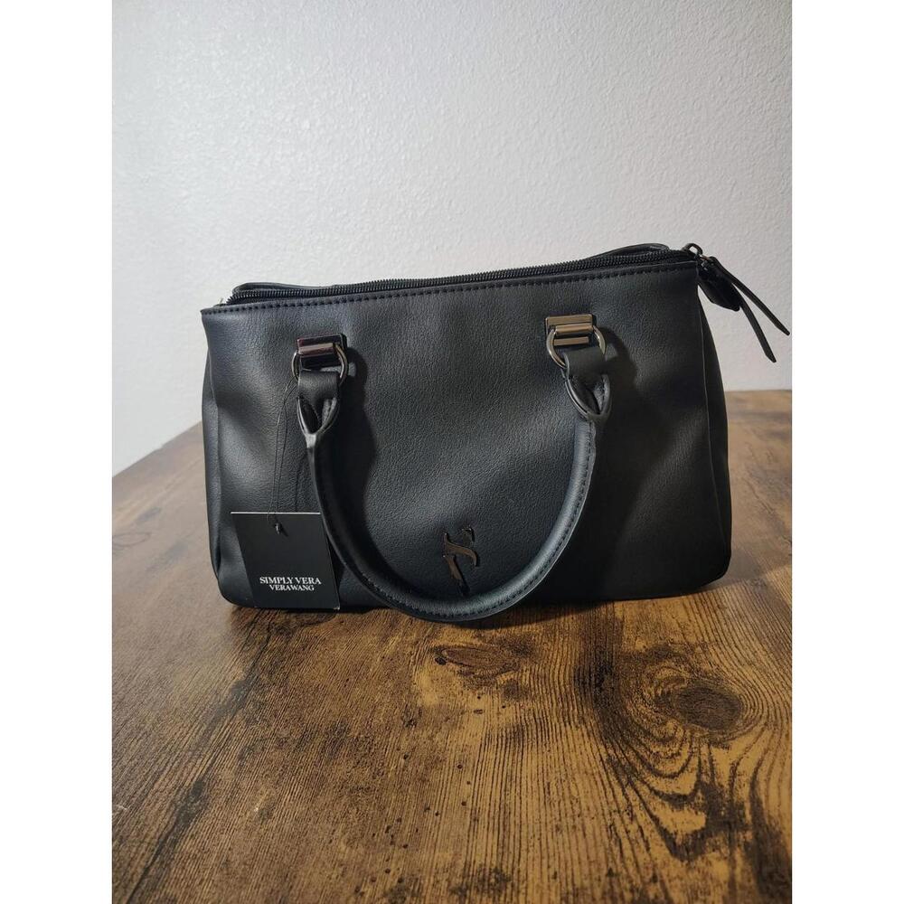 NWT Simply Vera Vera Wang Black Valeria Belted Satchel Bag Classy Modest Zipper